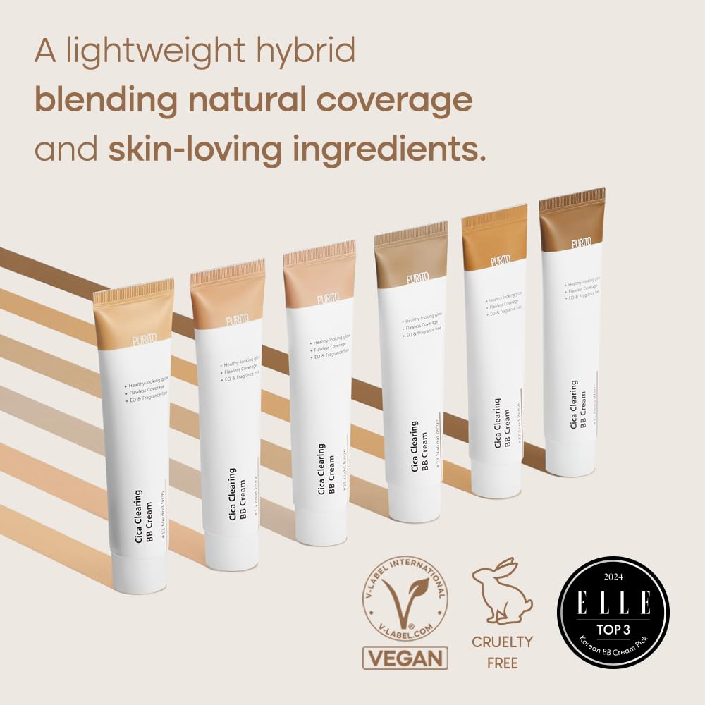 PURITO Cica Clearing BB Cream #21 Light Beige 1 fl.oz / 30ml,