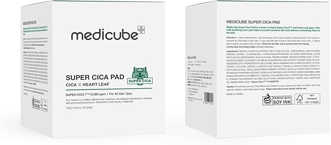Medicube super cica pad cica x heartleaf 150 g / 5.29 oz / 70 pads