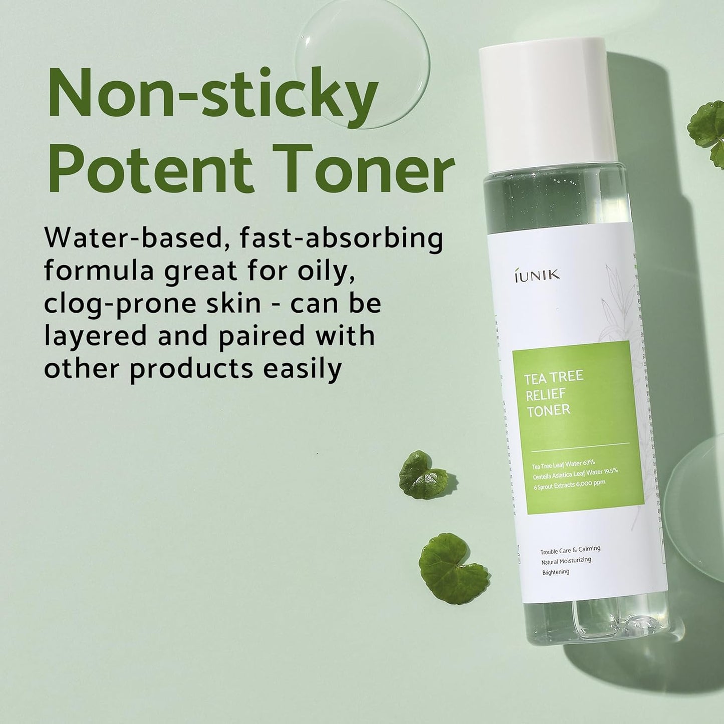 IUNIK Tea Tree Relief Vegan Face Toner - Facial Moisturizer Acne-Prone Irritated Skin