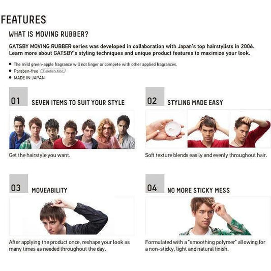 Gatsby moving rubber spiky edge Hair Styling Wax 2.8 oz / 80 g