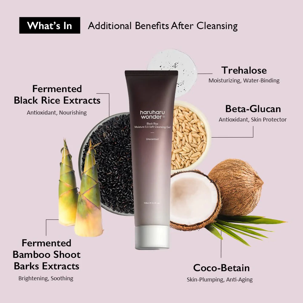 Haruharu wonder black rice moisture 5.5 soft cleansing gel unscented 100ml / 3.38 fl. oz.