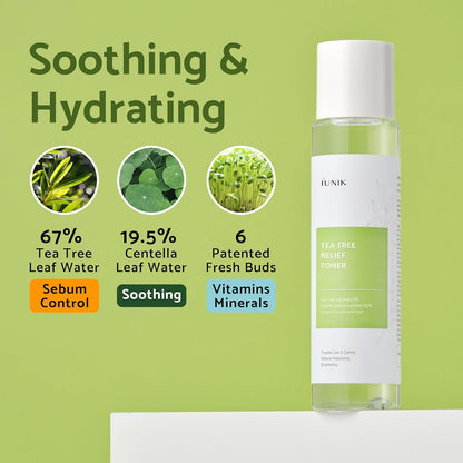 IUNIK Tea Tree Relief Vegan Face Toner - Facial Moisturizer Acne-Prone Irritated Skin
